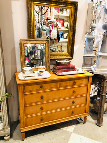 Antique French Gilt Mirror with Leaf Carvings