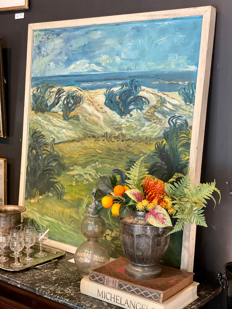 Signed Mid-Century French Impressionist Painting in Wood Frame | 41" x 45"