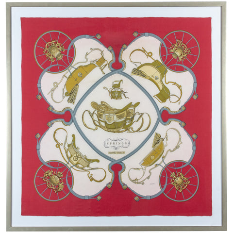 Framed Vintage Hermes Silk "Springs"Scarf by Philippe Ledoux