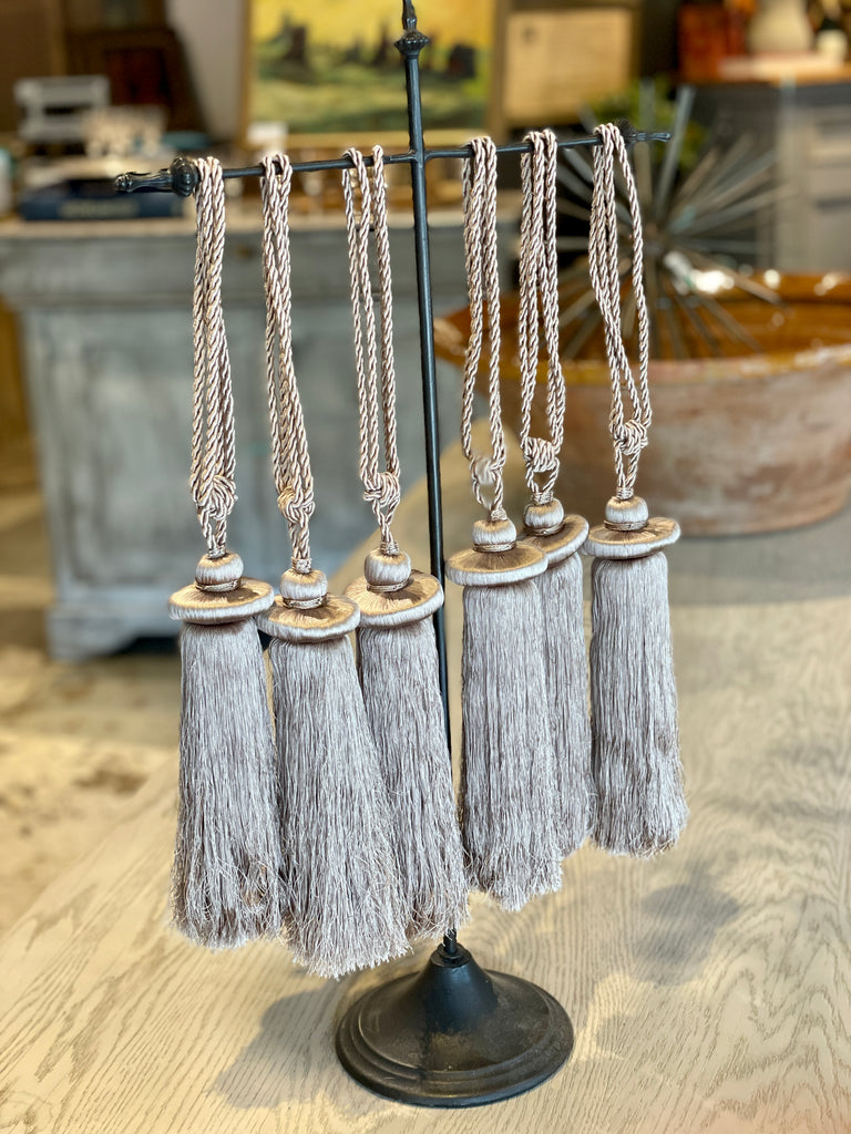 Handmade French Silk Oversized Tassel in Silver Taupe