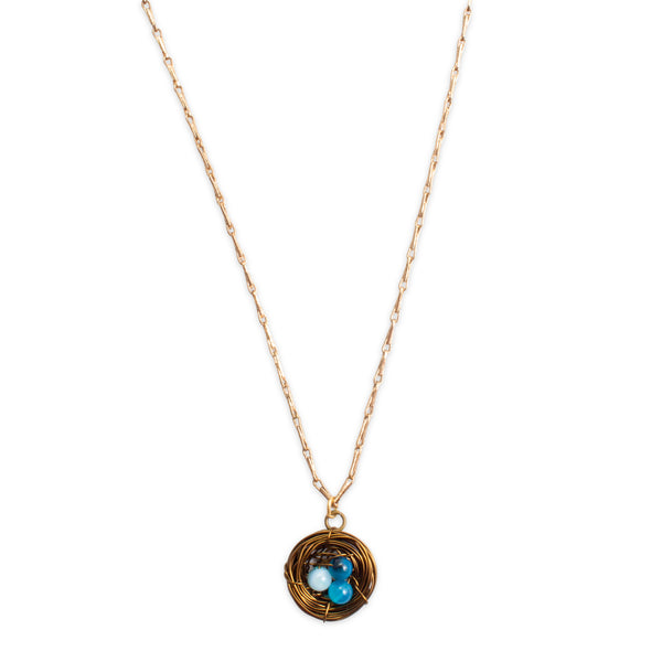 Handmade Birds Nest Pendant Necklace - 30" Chain