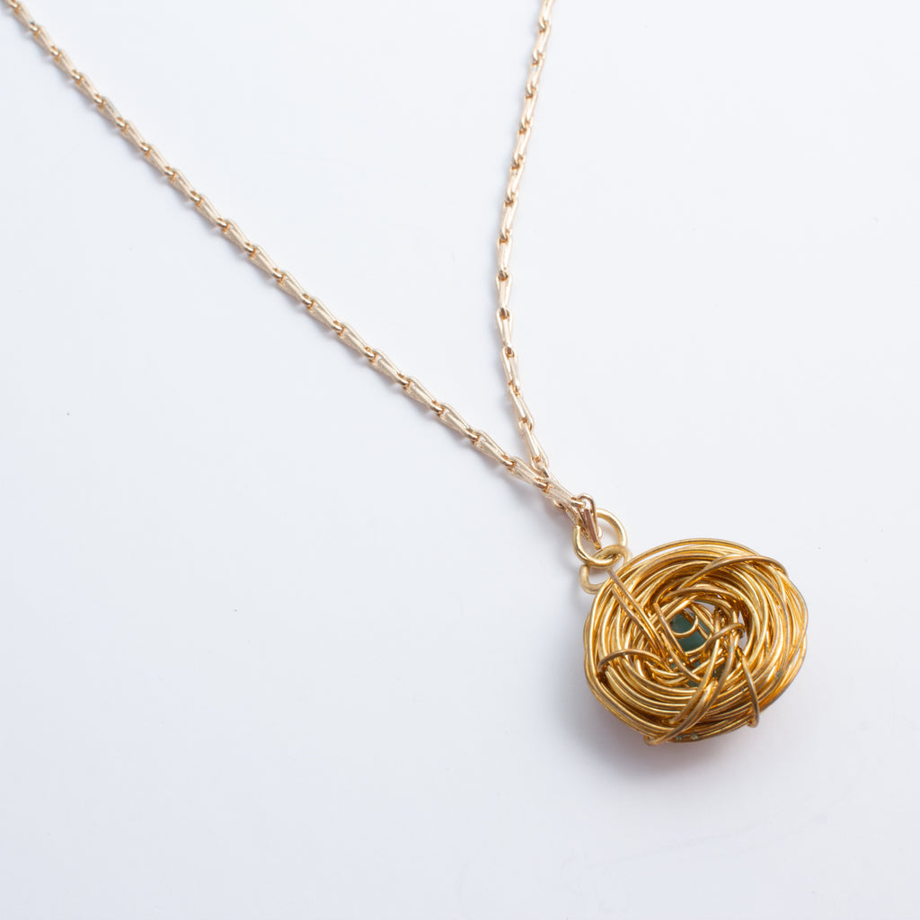 Handmade Birds Nest Pendant Necklace - 18" Chain