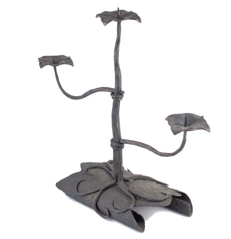 Vintage Cast Iron Faux Bois Candelabra found in France