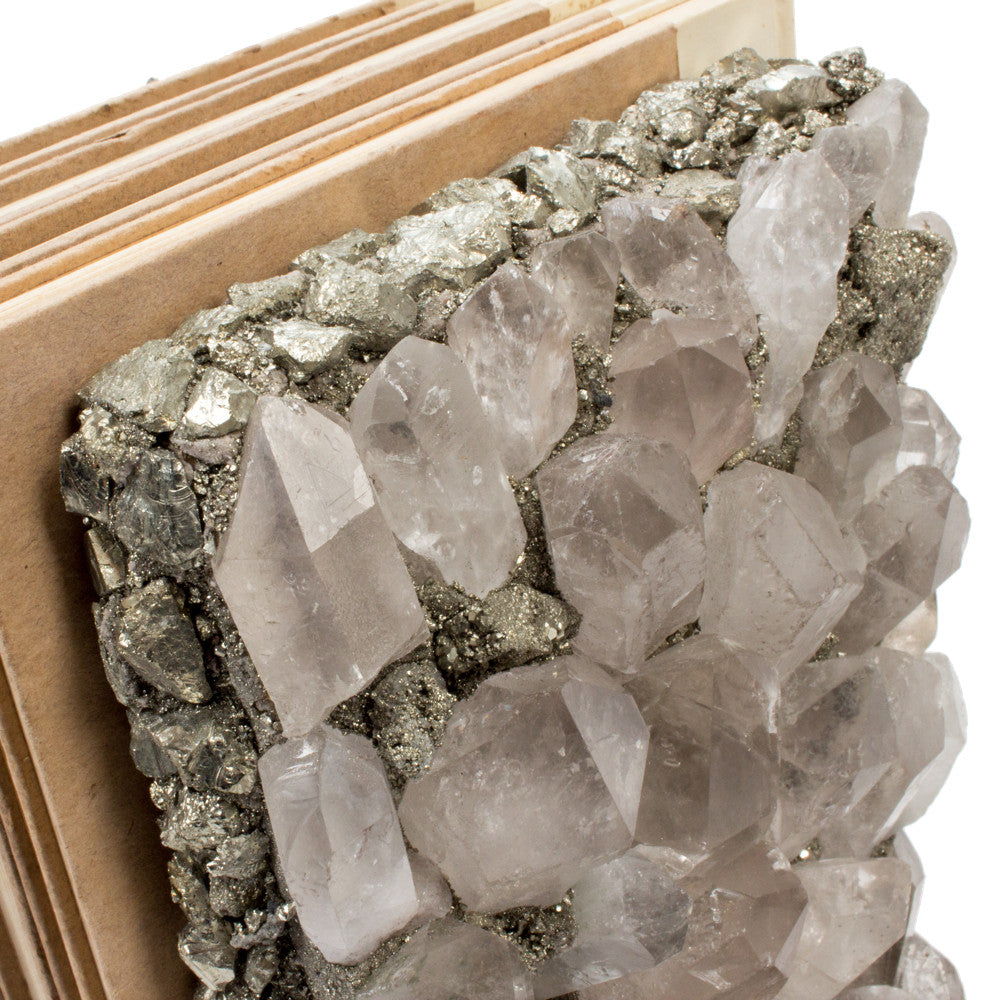 Quartz Crystal and Pyrite Bookends