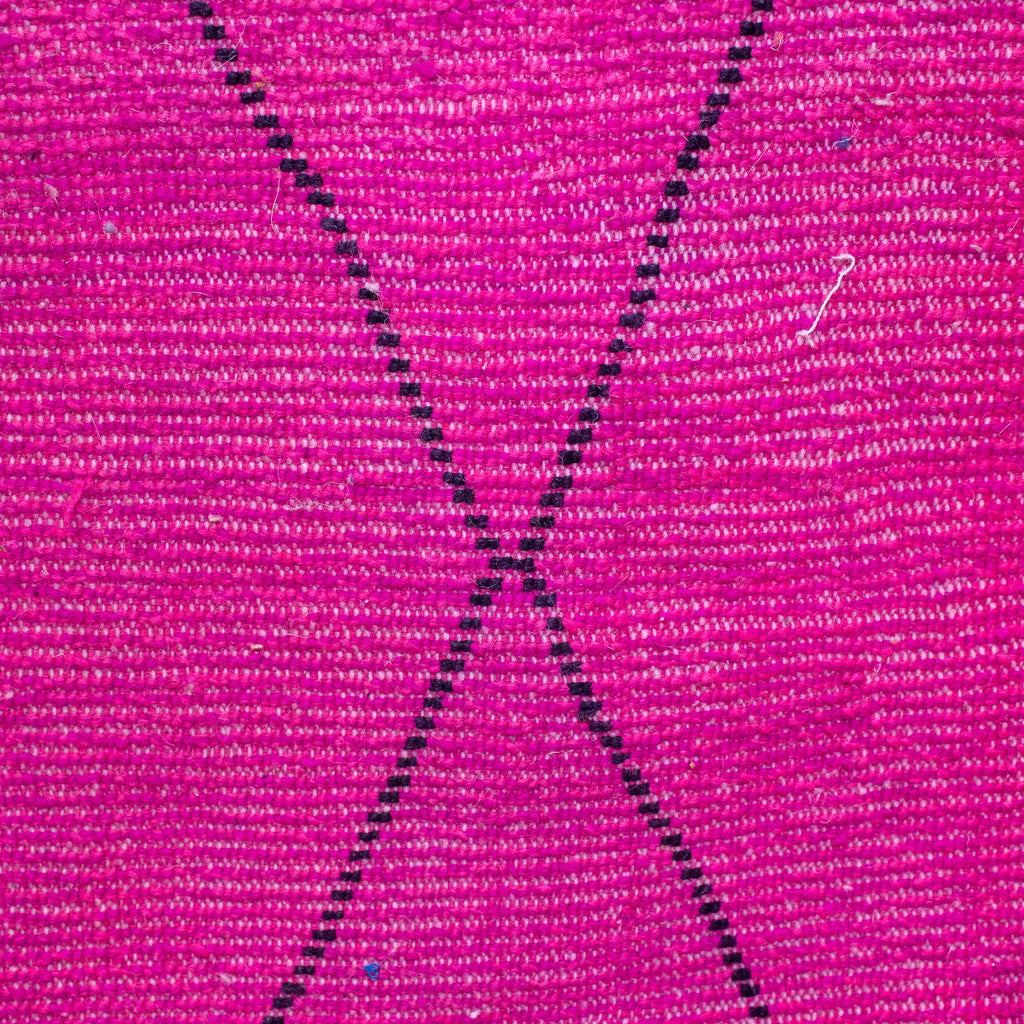 Moroccan Beni Ourain Double Sided Wool Rug in Hot Pink and Black
