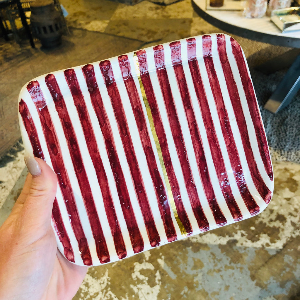 Handmade Moroccan Ceramic Tray in Stripe (More Colors Available)