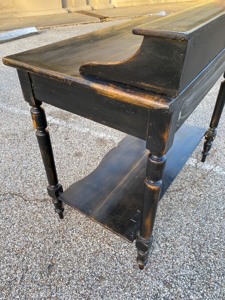 Antique French Writing Desk with Distressed Black Painted Finish
