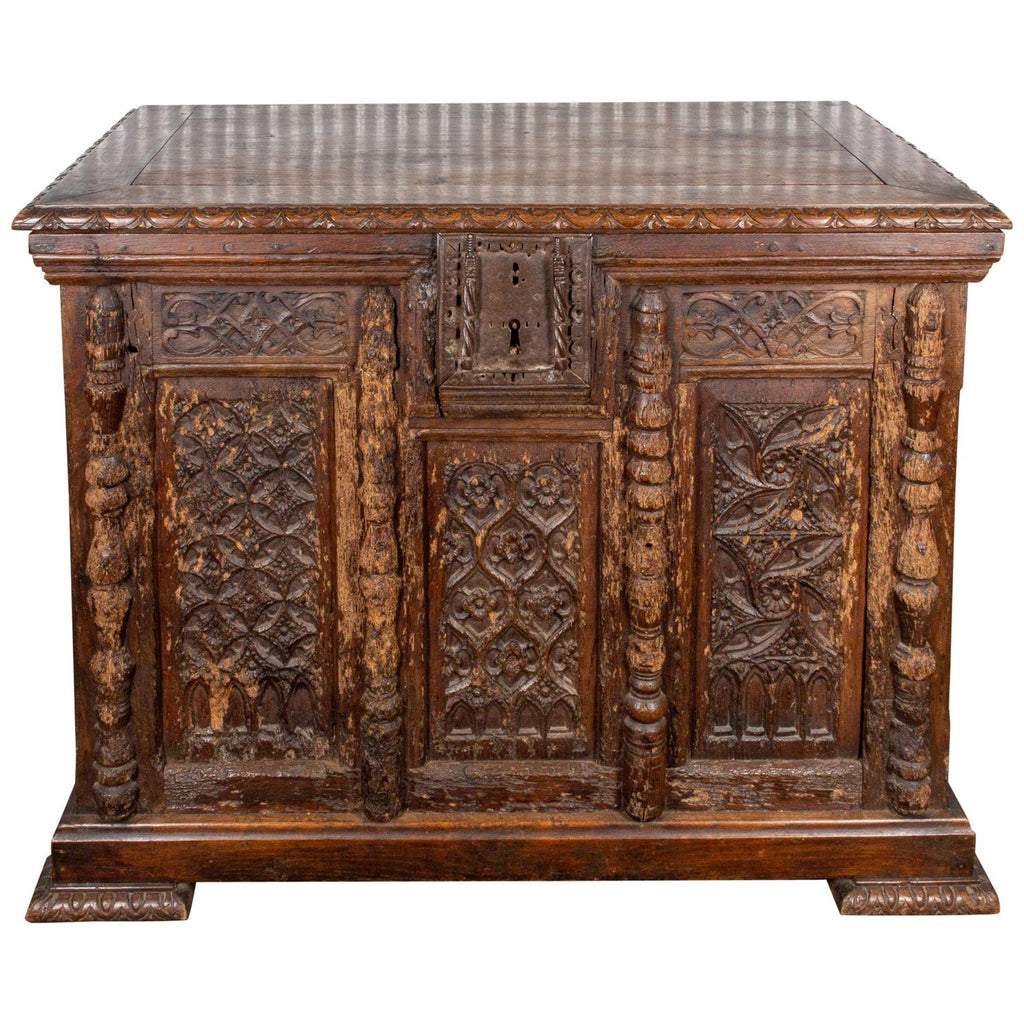 Early French Gothic Wood Trunk