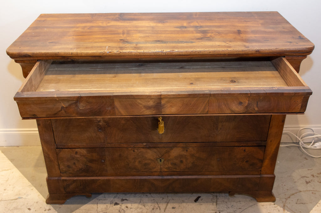 19th Century French Louis Philippe Mahogany Chest of Drawers with Wood Top