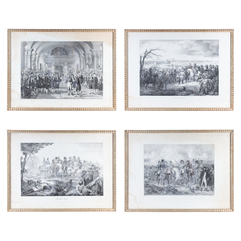 Set of 4 Napoleonic Military Etchings in Gilt Frames found in France