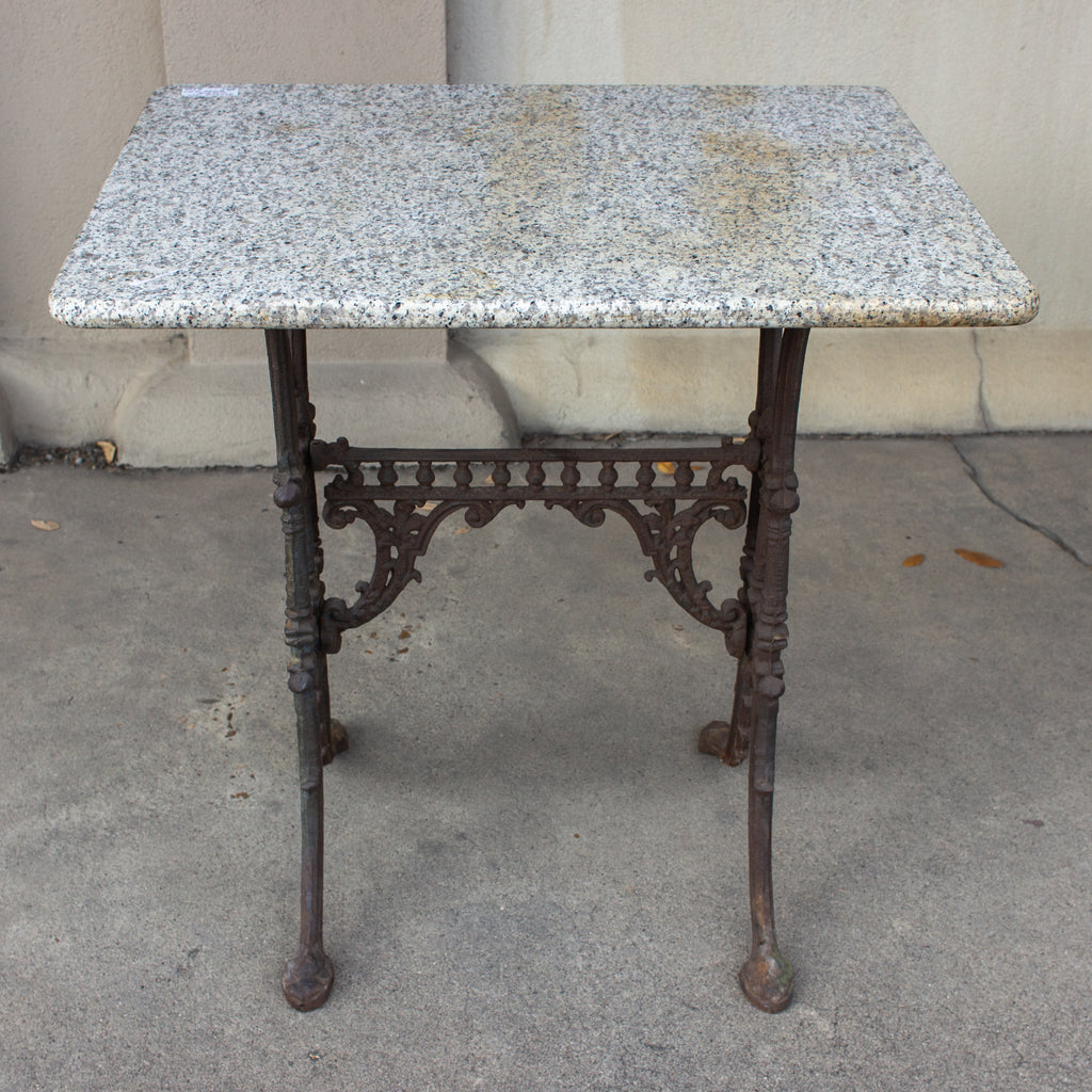 Antique French Marble and Cast Iron Bistro Table, circa 1900