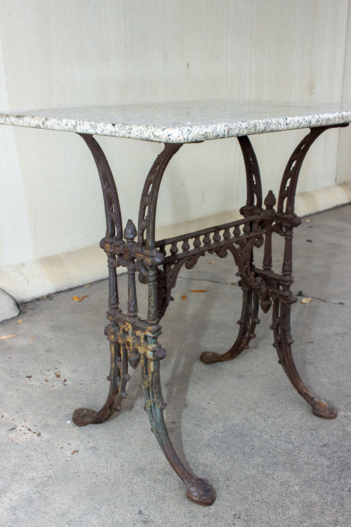 Antique French Marble and Cast Iron Bistro Table, circa 1900