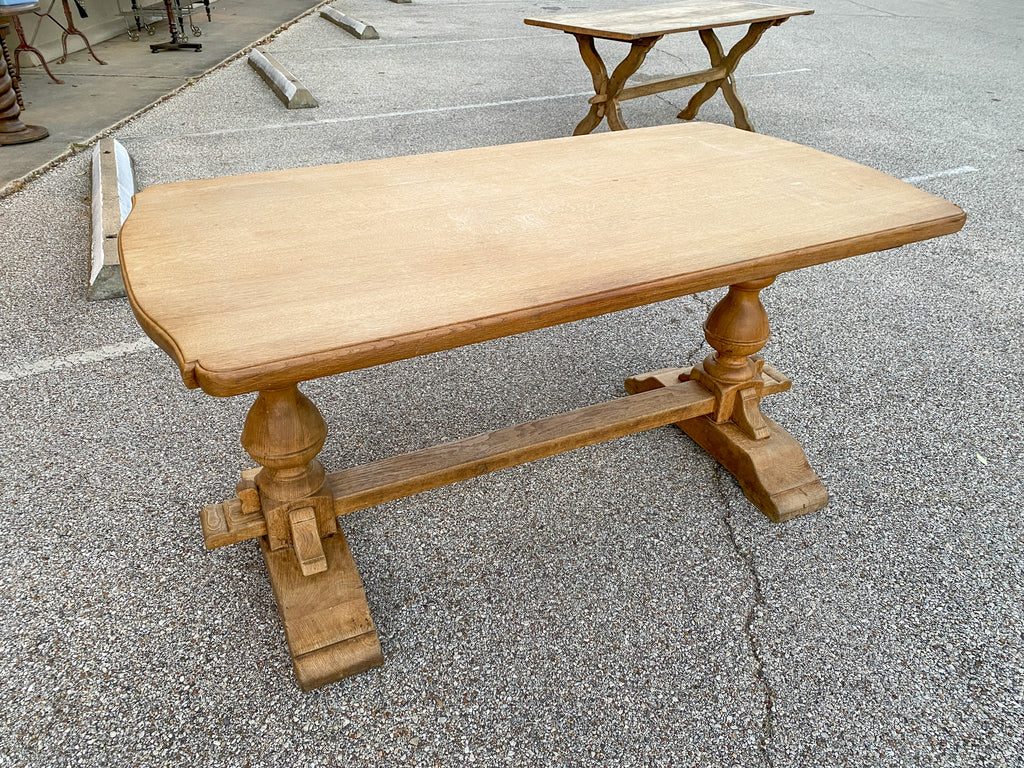 Vintage French Oak Double Pedestal Farm Table