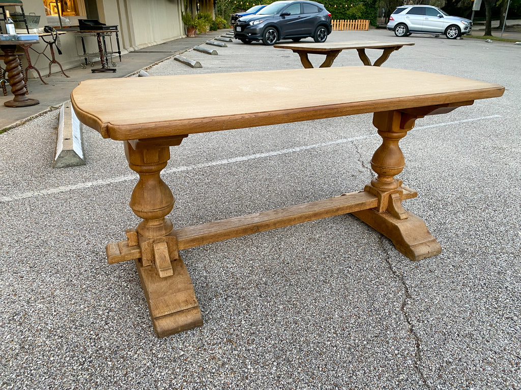 Vintage French Oak Double Pedestal Farm Table