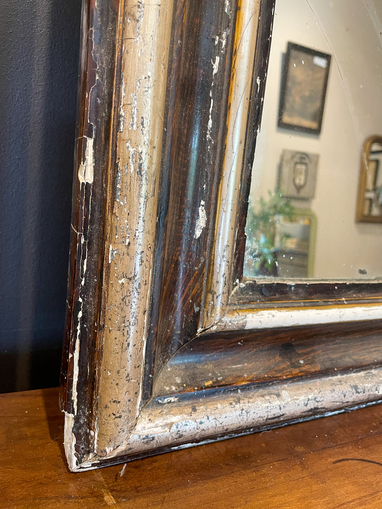 Antique French Louis Philippe Mirror with Distressed Frame & Original Glass