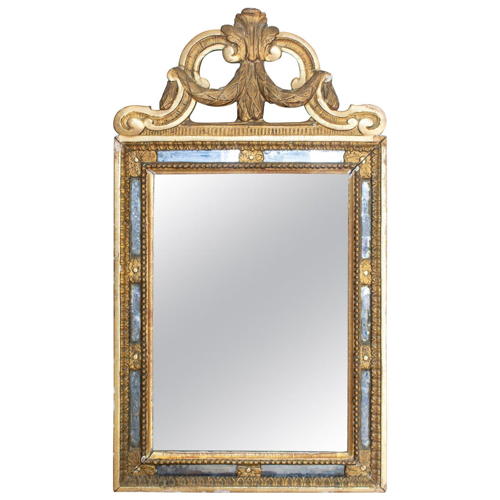 Antique Spanish Gilt Mirror with Open Carvings and Original Glass