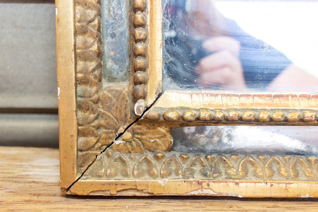Antique Spanish Gilt Mirror with Open Carvings and Original Glass