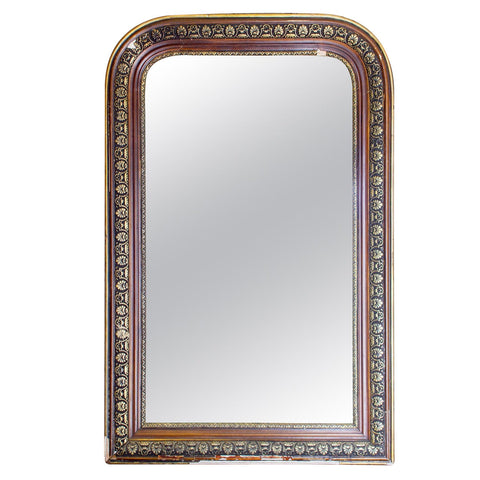 Antique French Louis Philippe Mirror with Gilt Edge and Original Glass