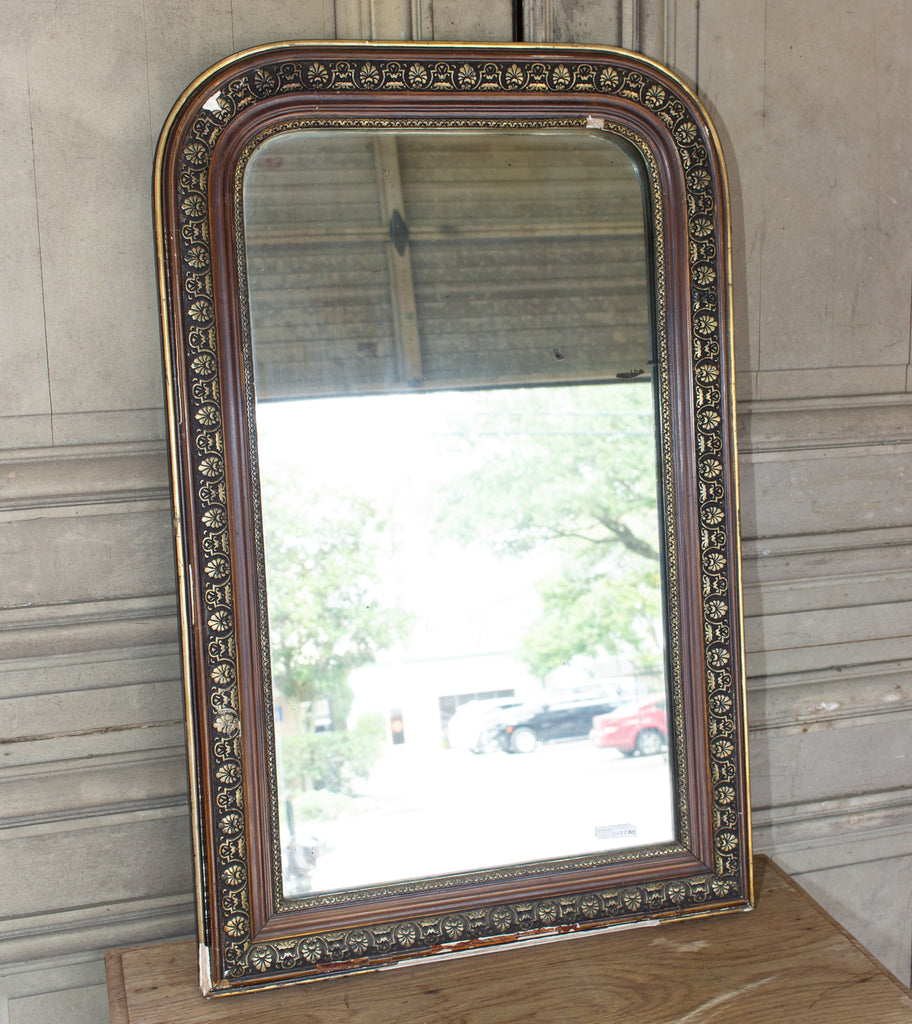 Antique French Louis Philippe Mirror with Gilt Edge and Original Glass