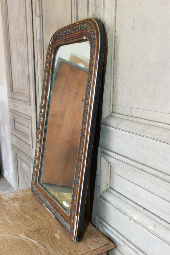 Antique French Louis Philippe Mirror with Gilt Edge and Original Glass