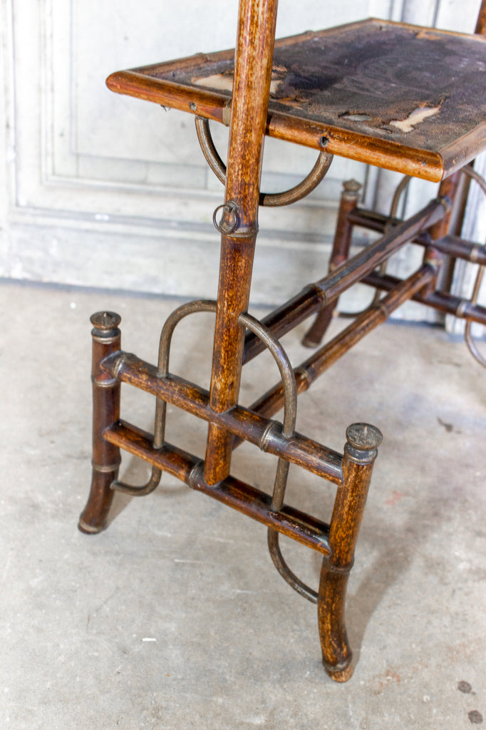 Antique French Faux Bamboo Chinoiserie Étagère Side Table