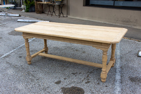 Stripped Antique French Oak Table with Turned Leg Details