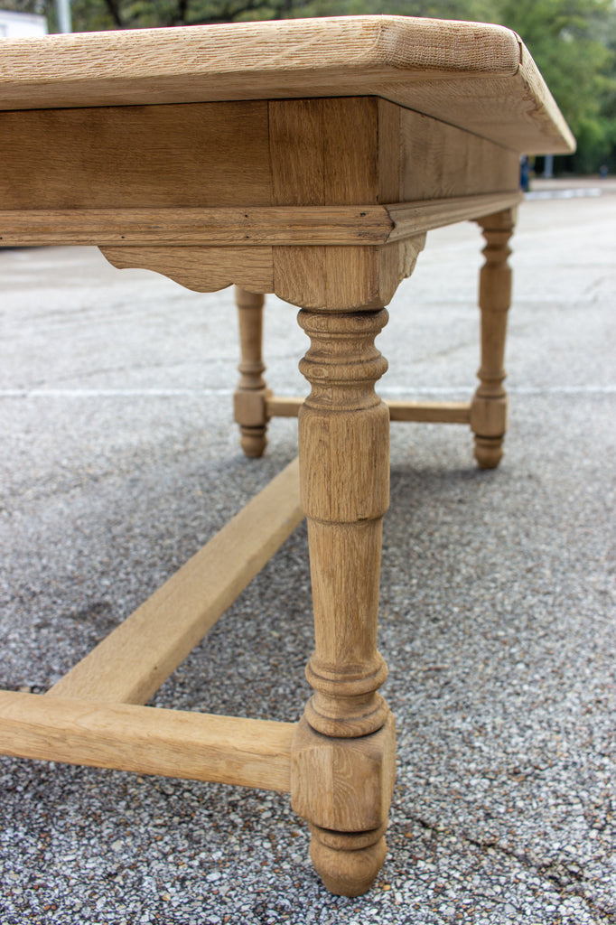 Stripped Antique French Oak Table with Turned Leg Details