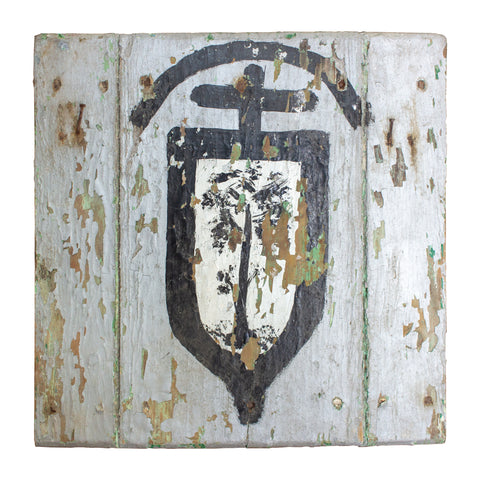 Small Antique Distressed Catalonian Painting on Wood Found in Spain