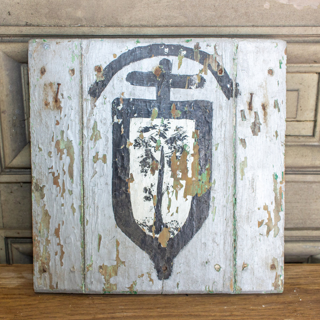 Small Antique Distressed Catalonian Painting on Wood Found in Spain
