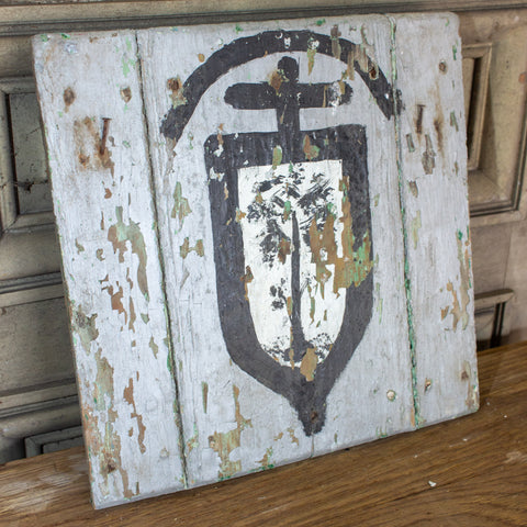 Small Antique Distressed Catalonian Painting on Wood Found in Spain