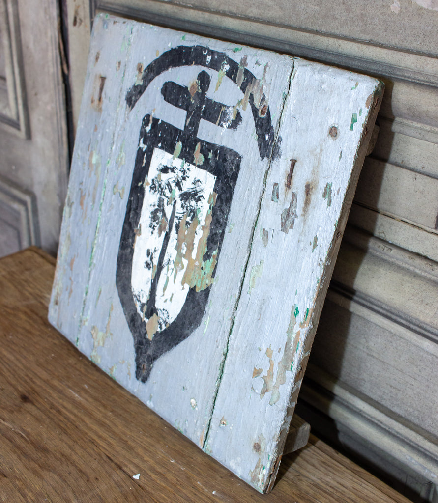 Small Antique Distressed Catalonian Painting on Wood Found in Spain