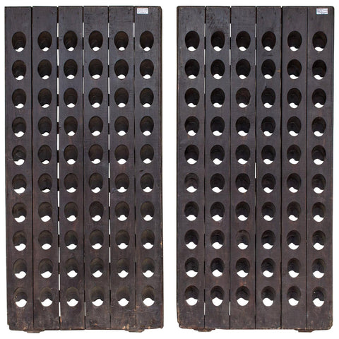 Pair of 1920s French Solid Wood Riddling Racks