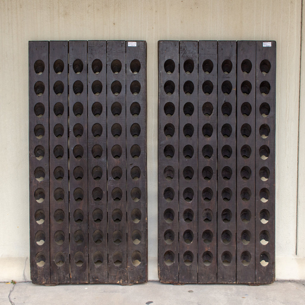 Pair of 1920s French Solid Wood Riddling Racks