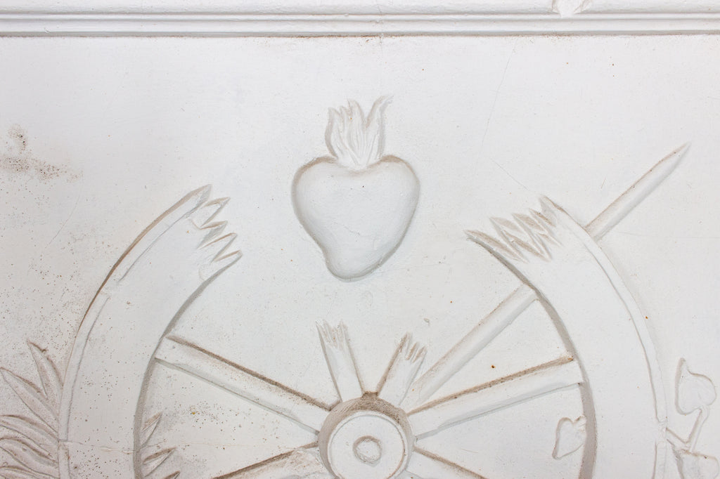 Antique Plaster Panel with Nautical Imagery "Amor Vincit" Found in France