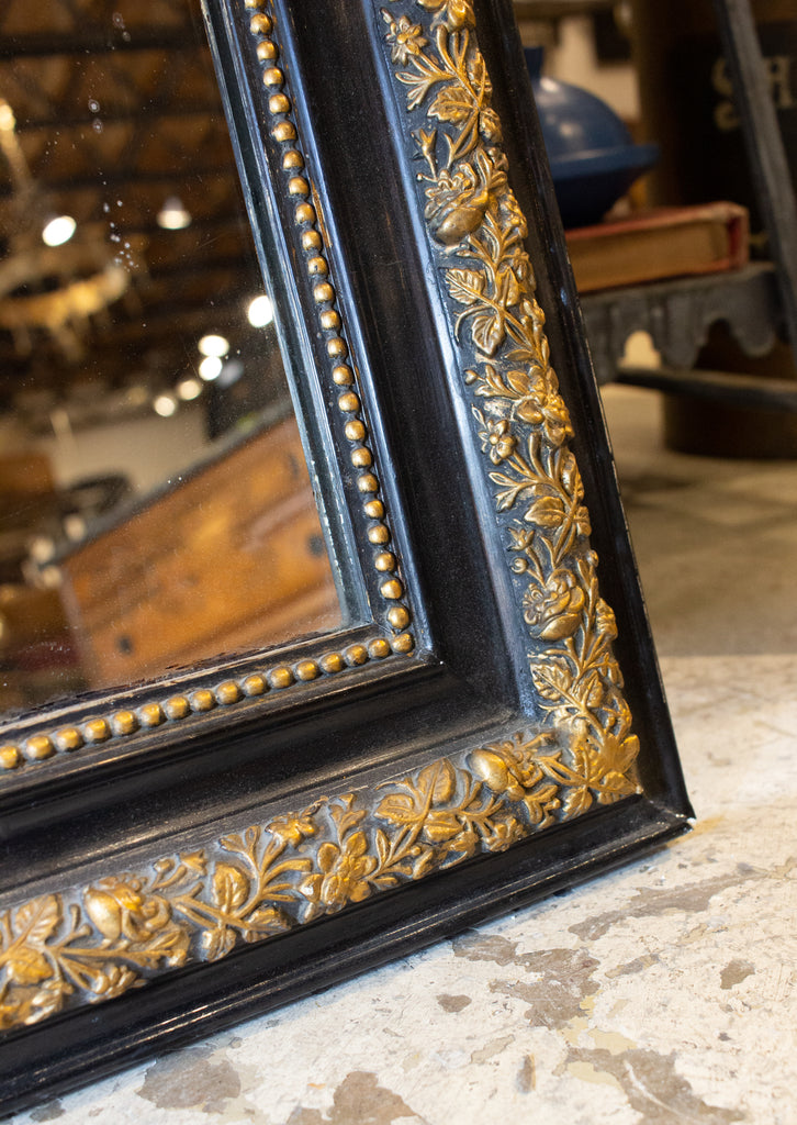 Antique French Black and Giltwood Louis Philippe Mirror with X Motifs, C.  1850 - Le Louvre French Antiques