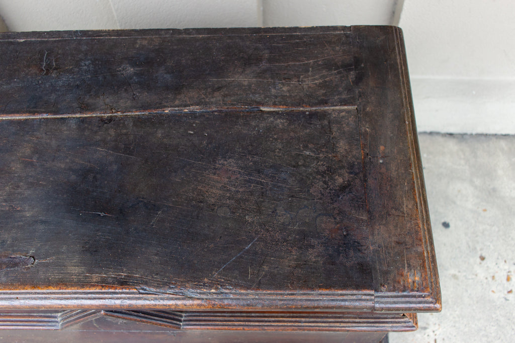 Antique French Oak Trunk with Iron Hardware