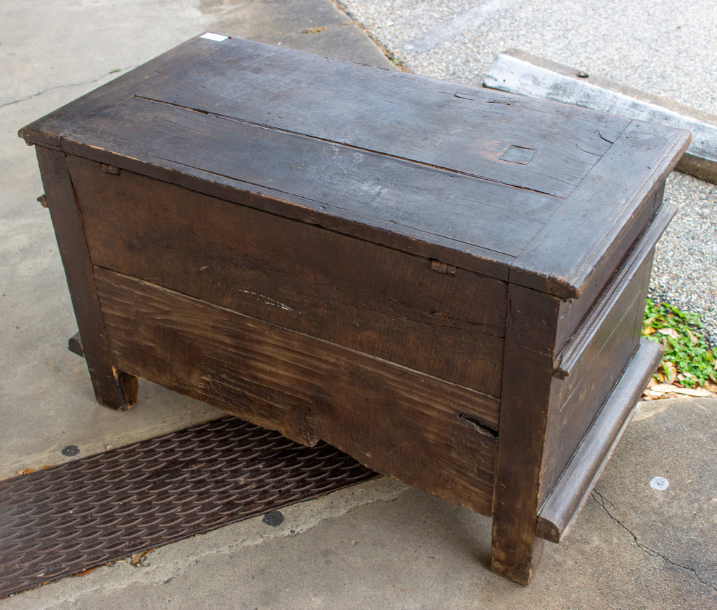 Antique French Oak Trunk with Iron Hardware