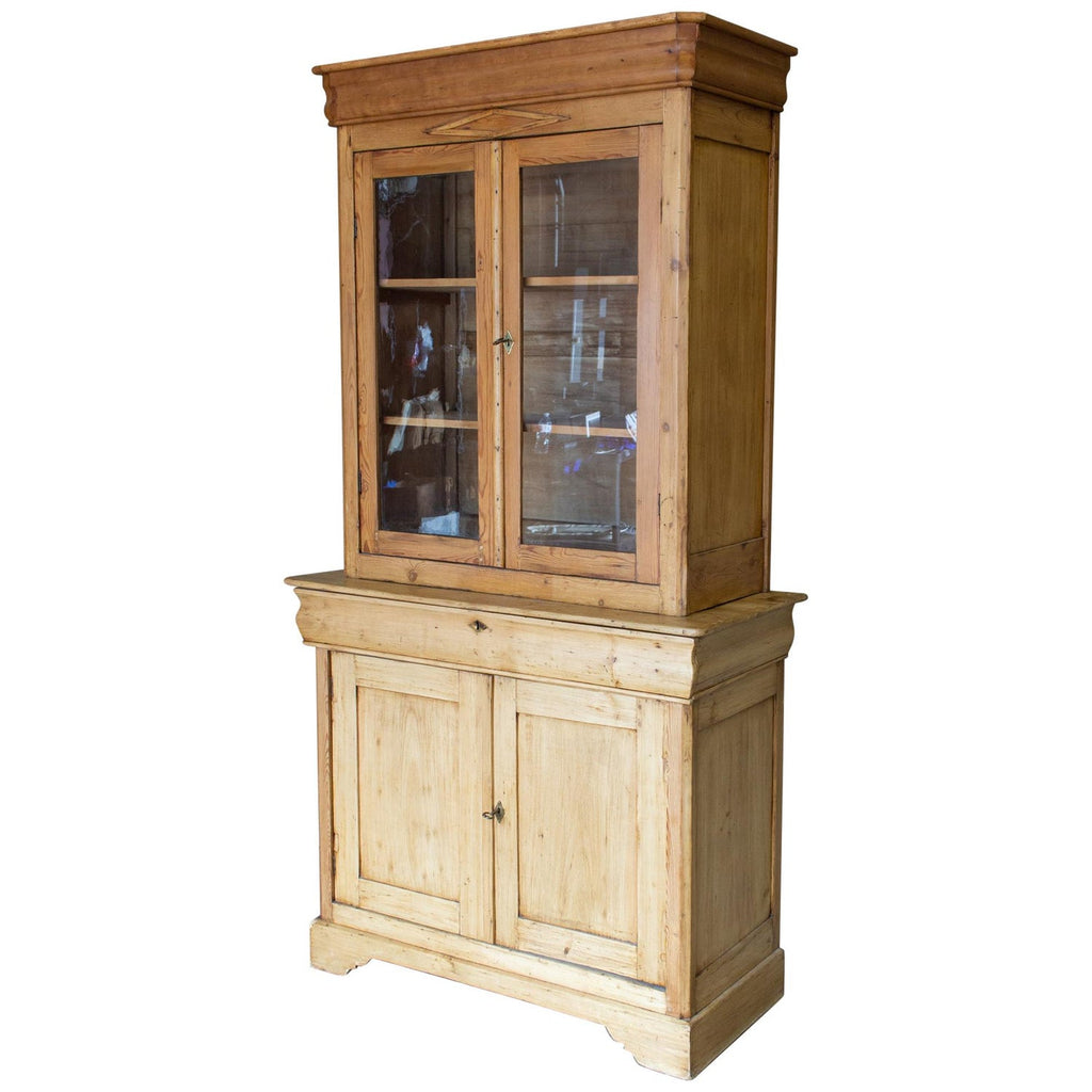 1920s French Pine Deux Corps with Glass Doors