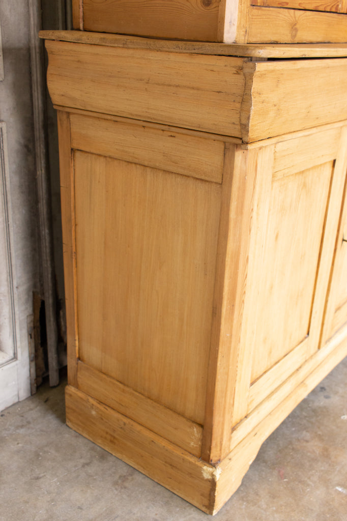 1920s French Pine Deux Corps with Glass Doors