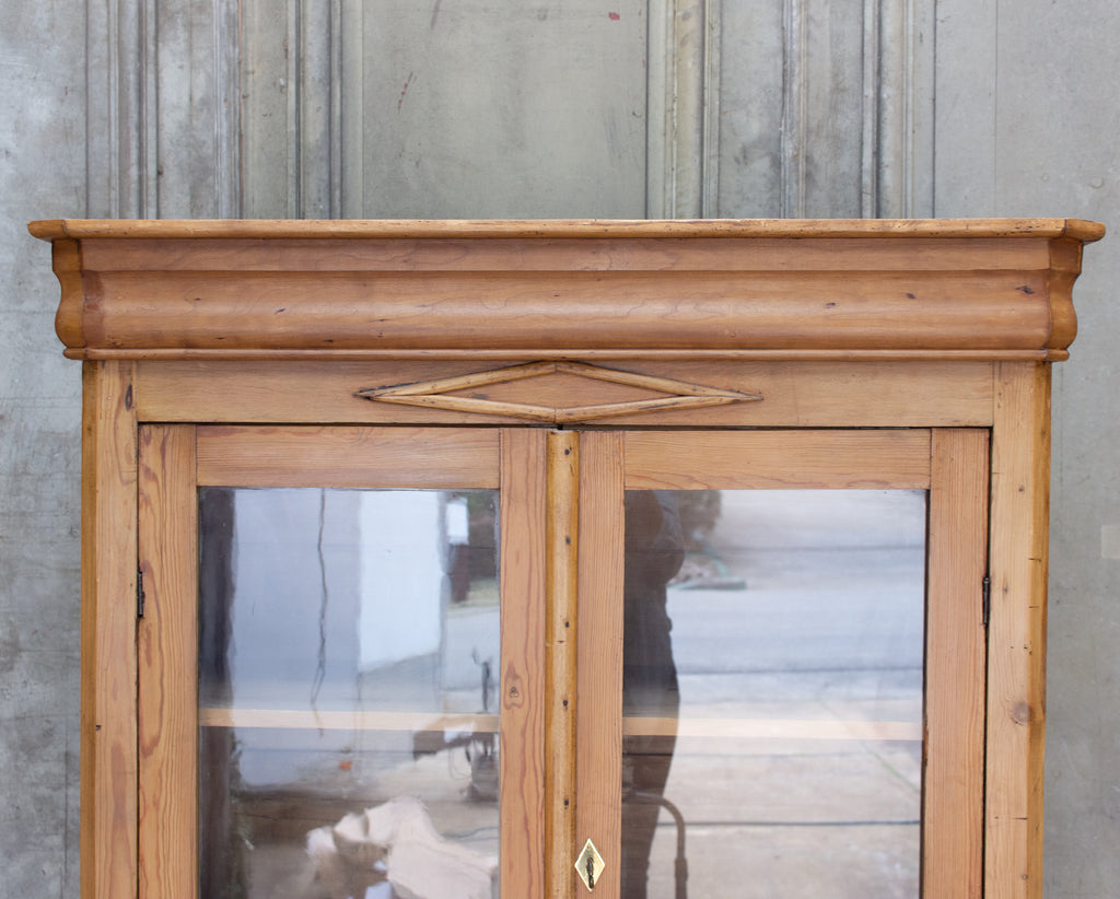 1920s French Pine Deux Corps with Glass Doors