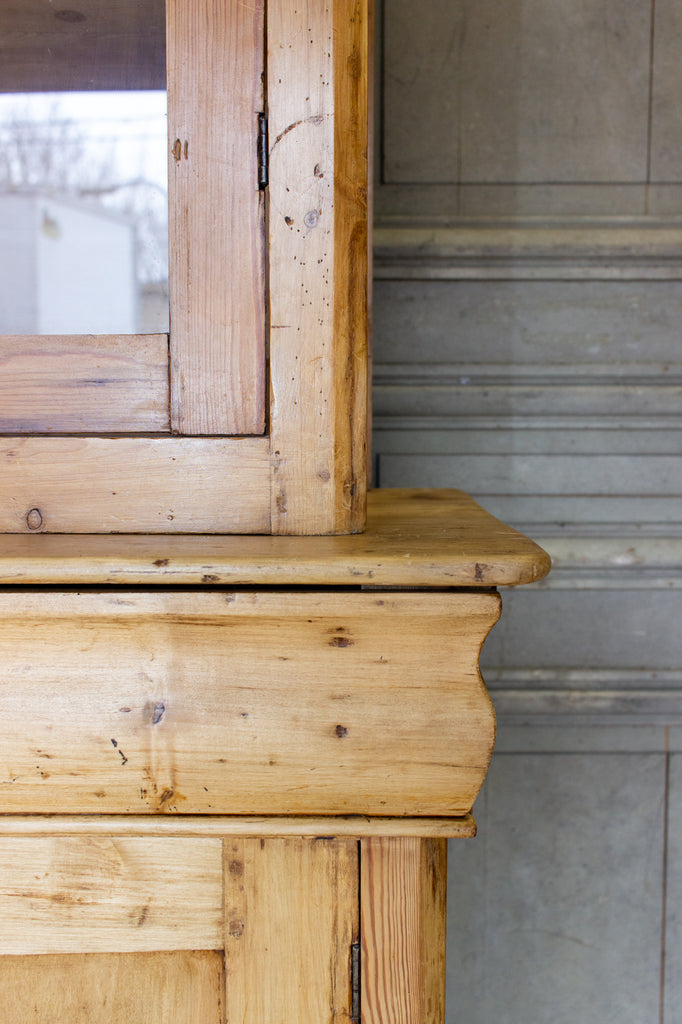 1920s French Pine Deux Corps with Glass Doors