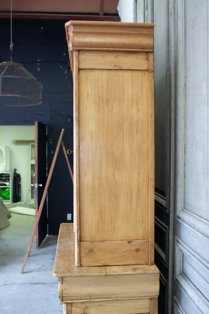 1920s French Pine Deux Corps with Glass Doors
