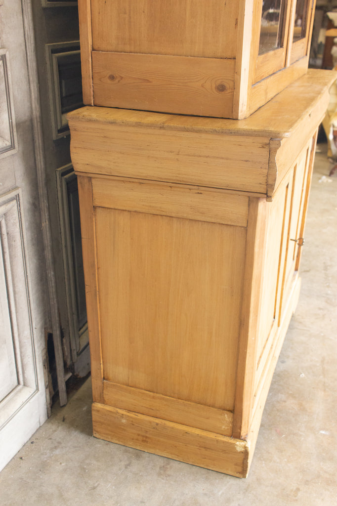 1920s French Pine Deux Corps with Glass Doors