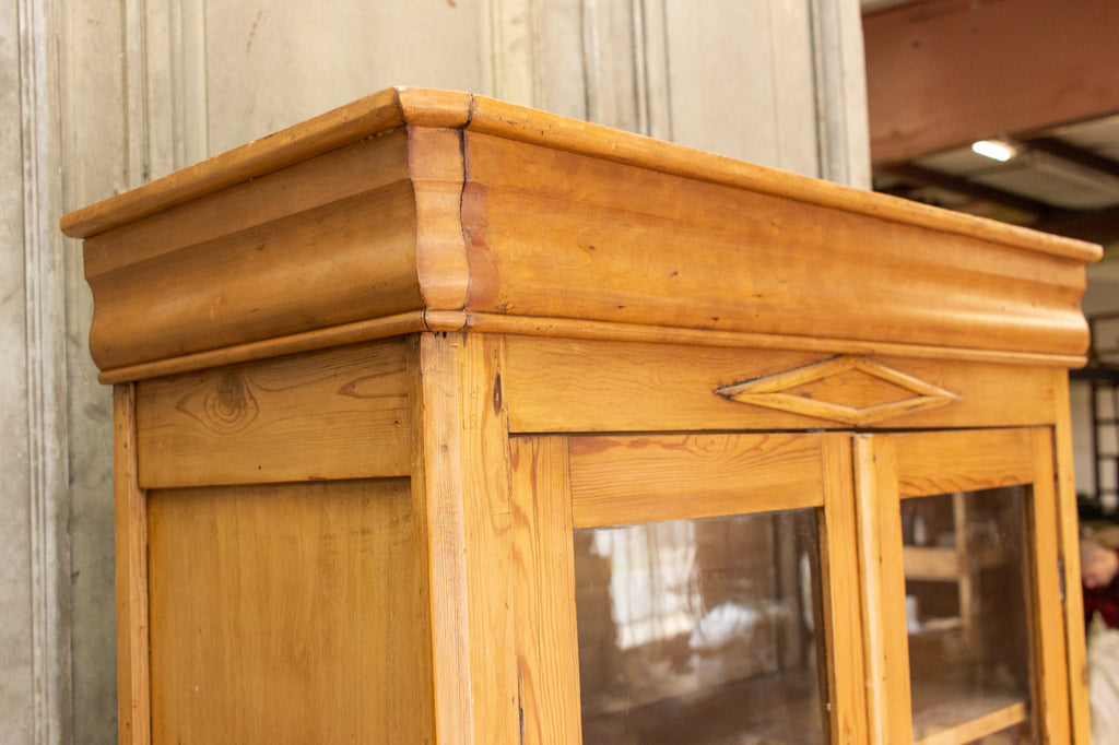 1920s French Pine Deux Corps with Glass Doors