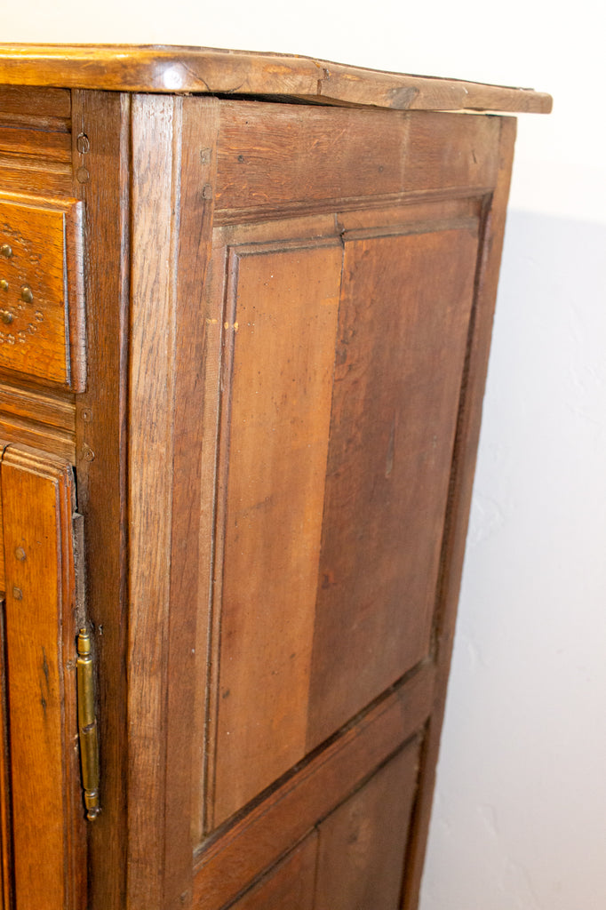 18th c Belgian Tall Wood Buffet Cabinet with Decorative Carvings