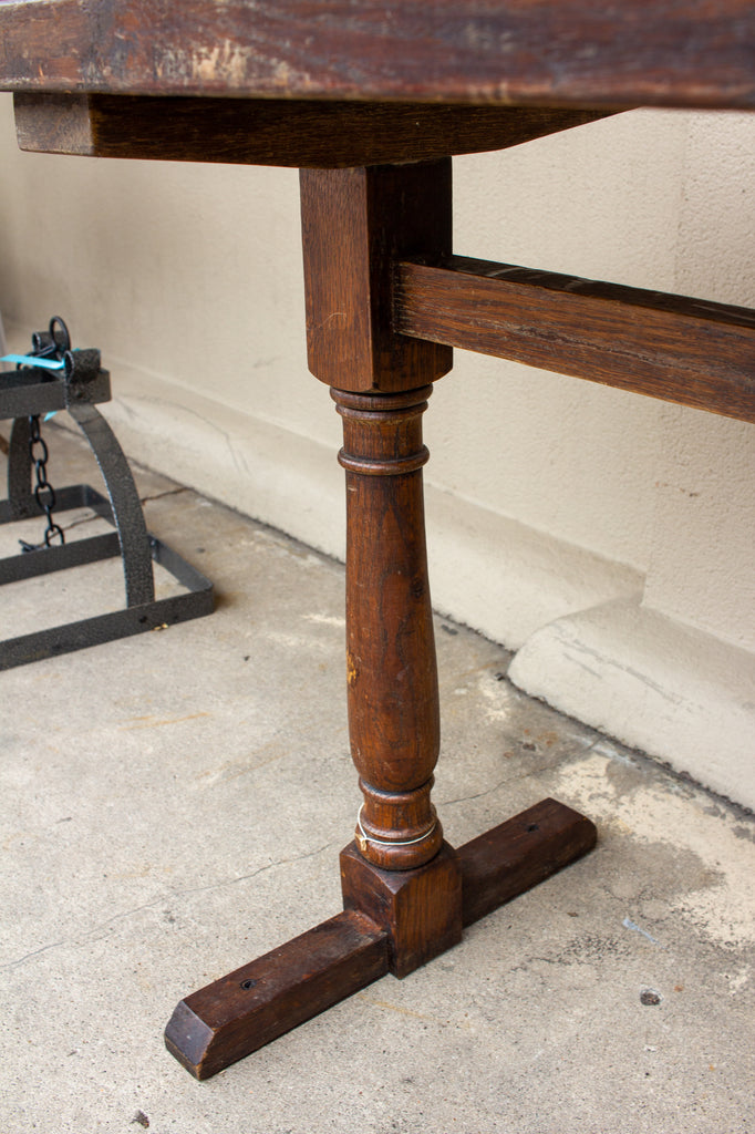 Antique French Distressed Wood Console Table