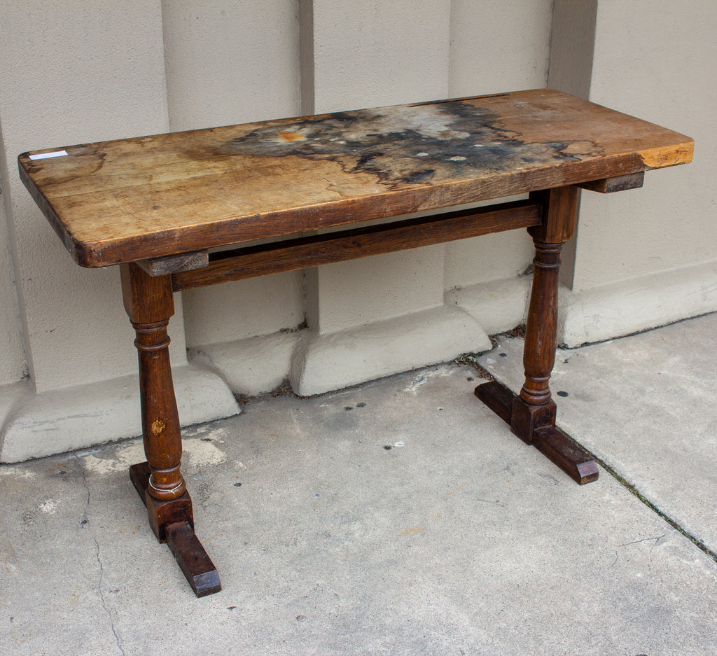 Antique French Distressed Wood Console Table