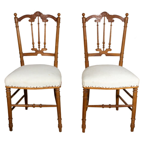 Antique French Carved Wood Dining Chair | Pair Available