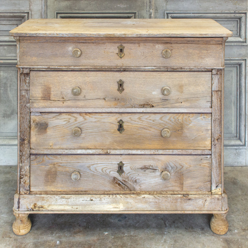 Antique Stripped French Oak Chest of Drawers