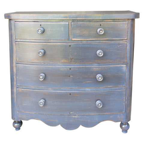 Antique Mahogany Dresser in Hale Navy with Mother of Pearl Inlayed Pulls
